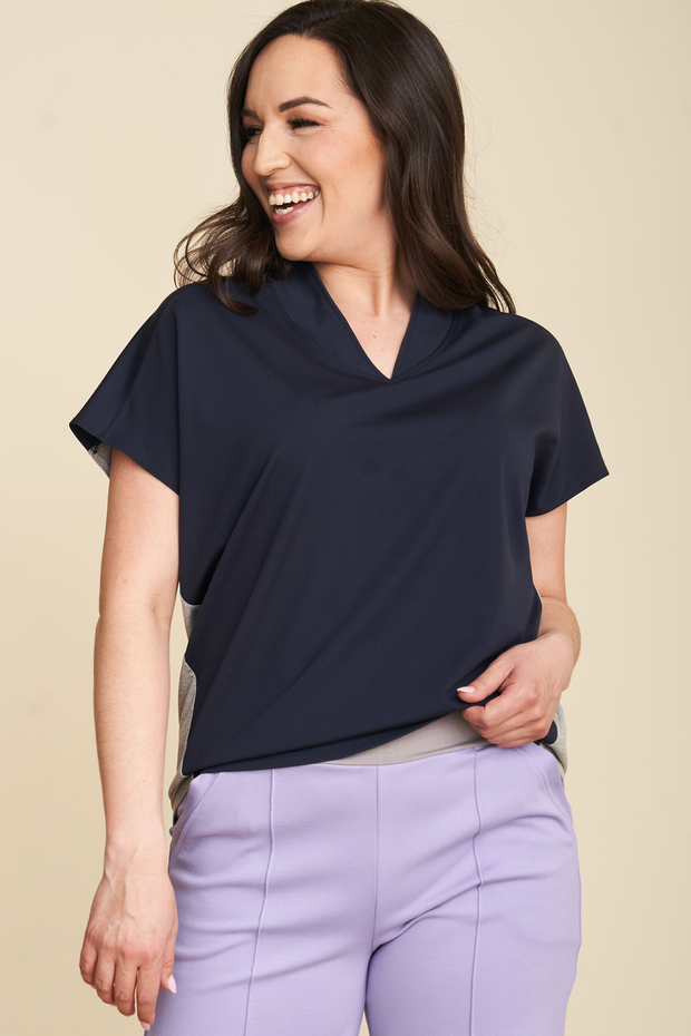 GREEN SALE - MAGNOLIE Blouse- Midnight/Heather Grey