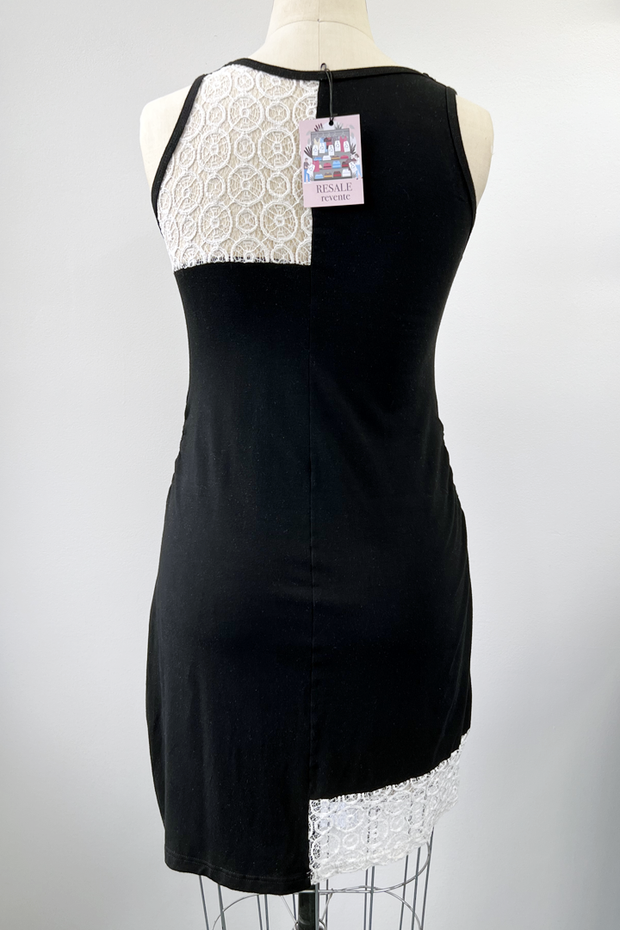 RESALE - Celena Dress -Black/cream lace - M