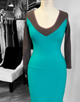 RESALE - Bamboo Fleece Dress - Chocolate/jade - XS/S