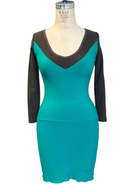 RESALE - Bamboo Fleece Dress - Chocolate/jade - XS/S