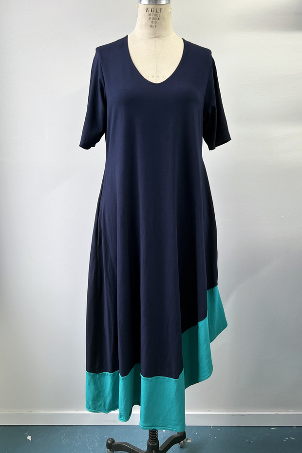 RESALE - Monelle Dress -Navy/jade - L/XL
