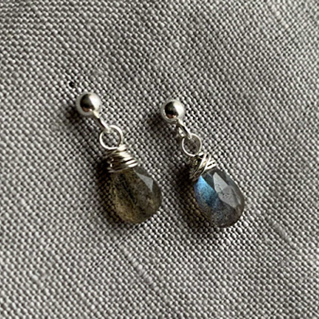 Naked Sage - Linnaea Earrings (London Topaz, Moonstone, Pink Sapphire &amp; Labradorite)