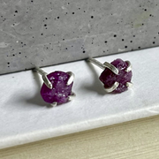 Naked Sage - Mineral Prong Set Raw Stone Studs (Apatite, Emerald & Ruby)