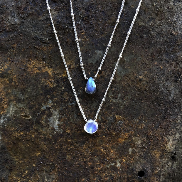 Naked Sage - Linnaea Necklace (Labradorite, London Topaz, Moonstone & Pink Sapphire)