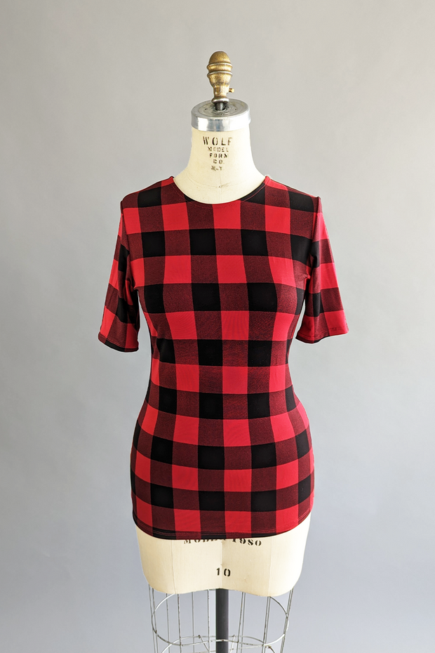 GREEN SALE - CLASSIC Tee - Slim fit - Red plaid
