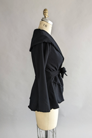 RESALE - Peplum Fleece Jacket - Black - XS