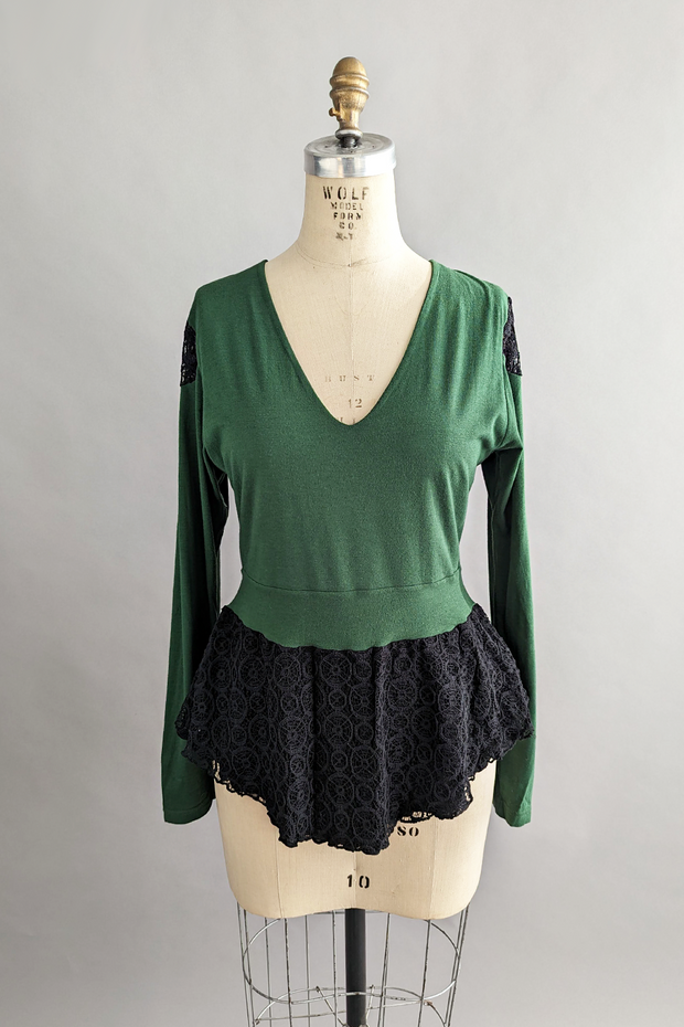 RESALE - Lace Peplum Blouse - L